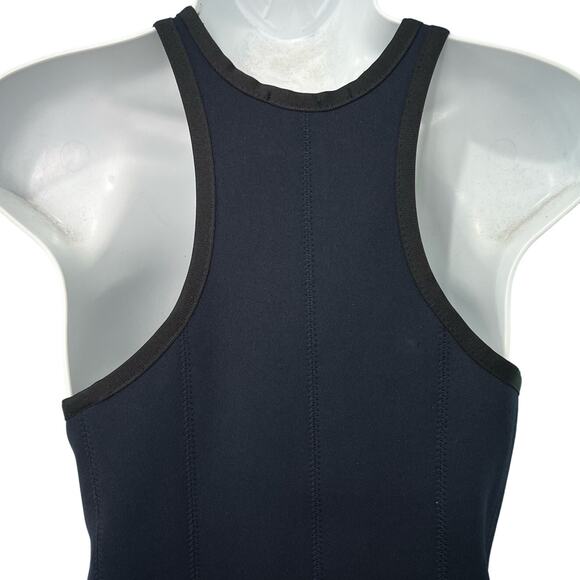Alexander Wang Navy Blue Black Pleated Neoprene Scuba Mini Racerback Dress sz S - Picture 8 of 11